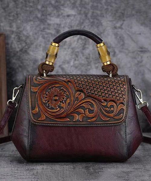 Vintage Cowhide Handmade Embossing Tote Handbag HJ1031 Ada Fashion