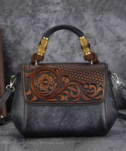 Vintage Cowhide Handmade Embossing Tote Handbag HJ1031 Ada Fashion