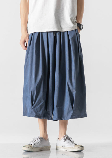 Vintage Dark Red Pockets Elastic Waist Men Lantern Pants YT017 Men-Silk-MENCP240721