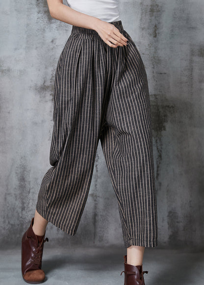 Vintage Dull Grey Oversized Striped Linen Harem Pants Summer AL1003 Genistyle Shop