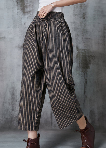 Vintage Dull Grey Oversized Striped Linen Harem Pants Summer AL1003 Genistyle Shop