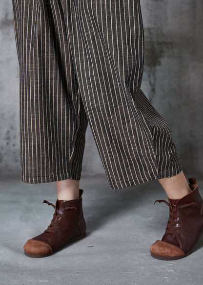 Vintage Dull Grey Oversized Striped Linen Harem Pants Summer AL1003 Genistyle Shop
