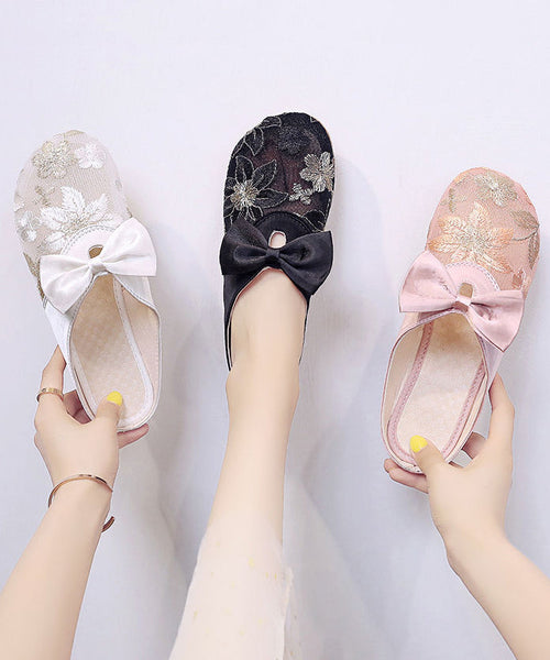 Vintage Embroidery Splicing Slide Sandals Black Breathable Mesh XC1058 Ada Fashion