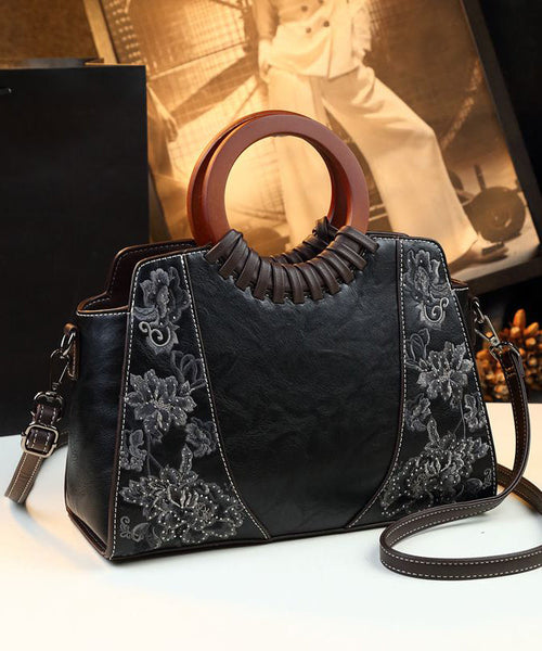 Vintage Embroidery Zircon Faux Leather Tote Handbag YX004 ABC