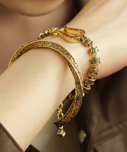 Vintage Gold Antique Gold Bangles Two Piece Set AB1073 Genistyle Shop