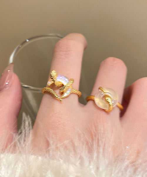Vintage Rings Gold Serpentine Safety Copper Buckles Alloy FashionChic