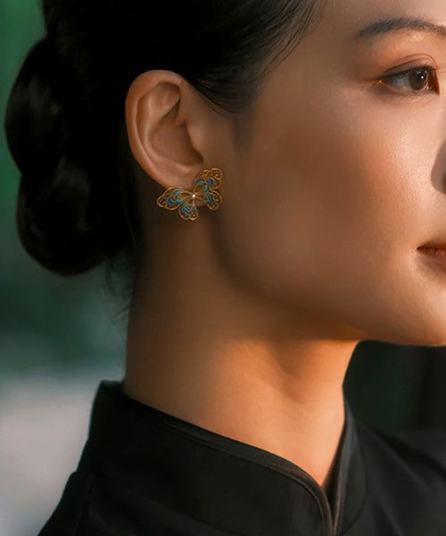 Out Silver Sterling Gold Pearl Vintage Butterfly Overgild Hollow FashionChic