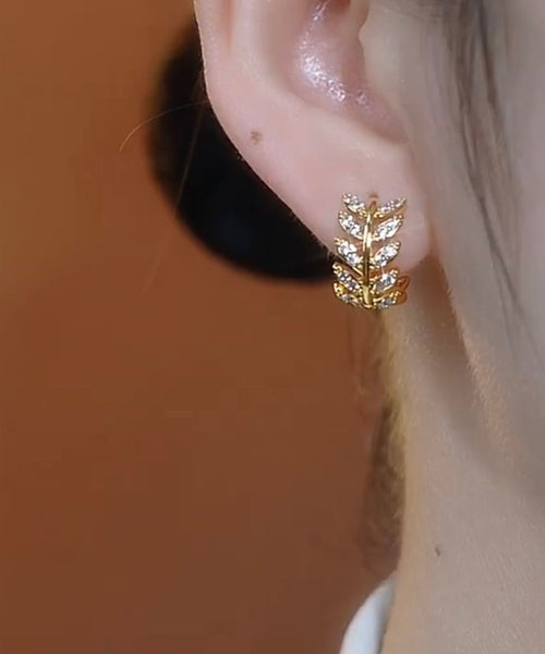 Silver of Hoop Zircon Vintage Ear Overgild Wheat Sterling Gold FashionChic