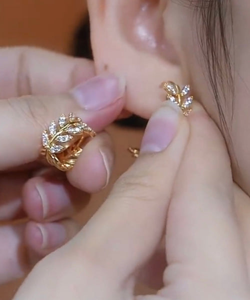 Silver of Hoop Zircon Vintage Ear Overgild Wheat Sterling Gold FashionChic