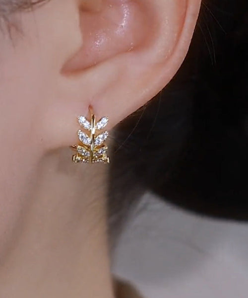 Silver of Hoop Zircon Vintage Ear Overgild Wheat Sterling Gold FashionChic