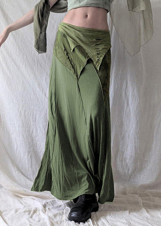 Open Cotton Green Side Vintage Skirts Asymmetrical Summer FashionChic