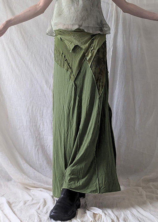 Open Cotton Green Side Vintage Skirts Asymmetrical Summer FashionChic