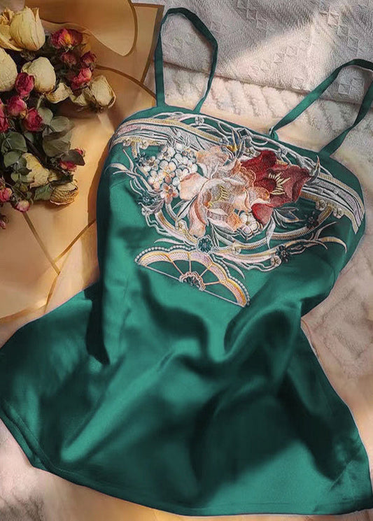 Vintage Green Embroidered Strapless Tops MZF-VTP250315