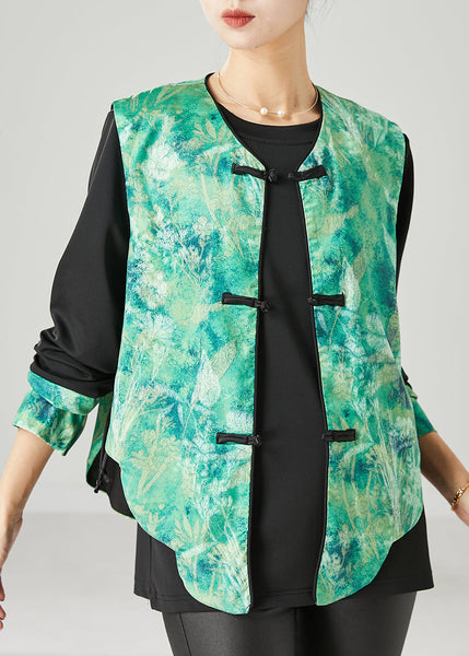 Vintage Green Tie Dye Chinese Button Women Sets 2 Pieces Spring YU1050 Ada Fashion