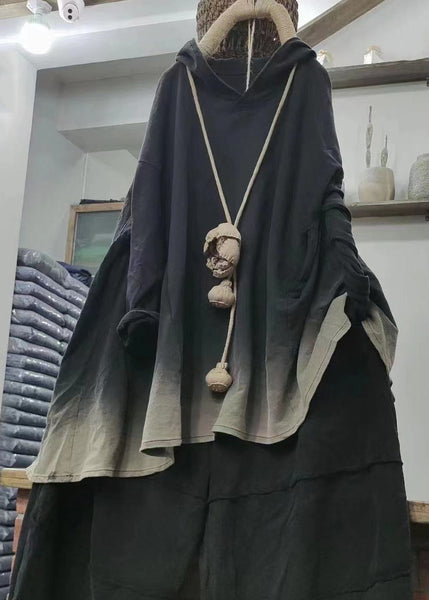 Vintage Grey Hooded Cozy Cotton Sweatshirt Long Sleeve MN091 MMDM-LTP240704