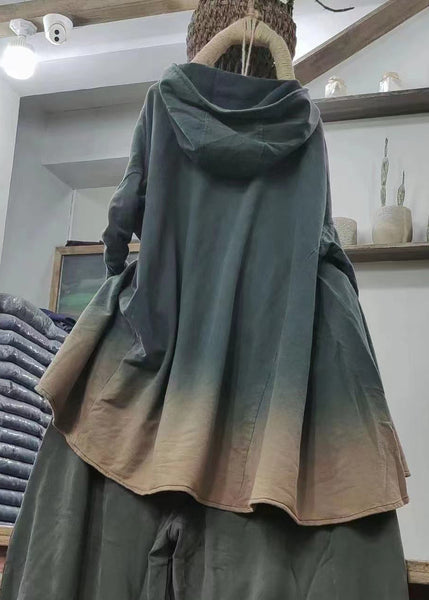 Vintage Grey Hooded Cozy Cotton Sweatshirt Long Sleeve MN091 MMDM-LTP240704