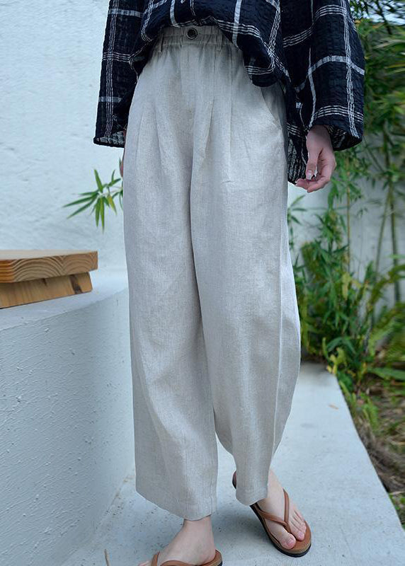 Vintage Grey Oversized Pockets Linen Harem Pants Spring OO021 OM-CS240814