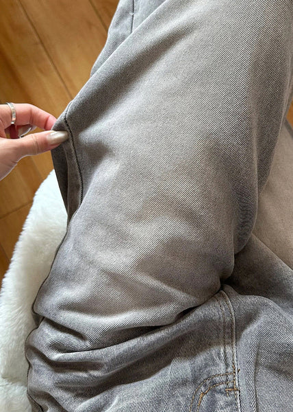 Vintage Grey Pockets High Waist Denim Wide Leg Pants Fall QF045 Men-LPTS241016