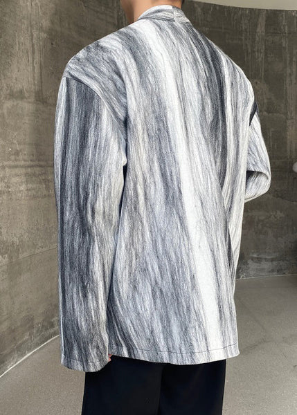 Vintage Grey Tie Dye Lace Up Mens Coats Fall RO025 ABC