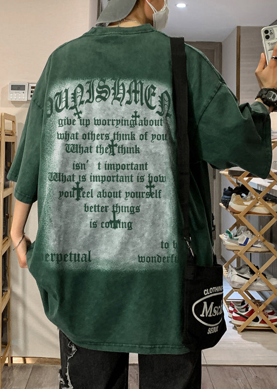 Vintage Khaki O Neck Print Cotton Graphic Tees Men Short Sleeve YL002 ABC