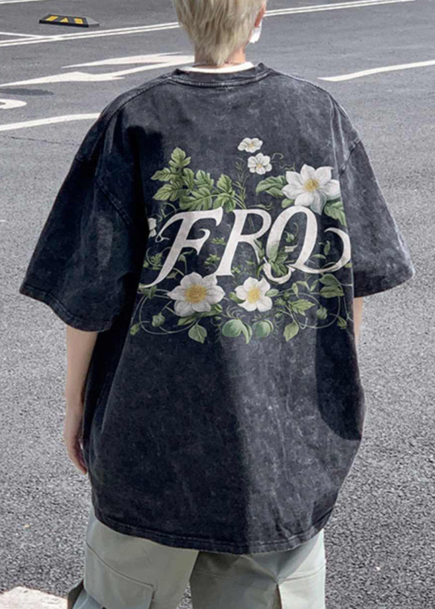 Khaki Cotton Half T Men Cozy Vintage Sleeve Print Shirts FashionChic