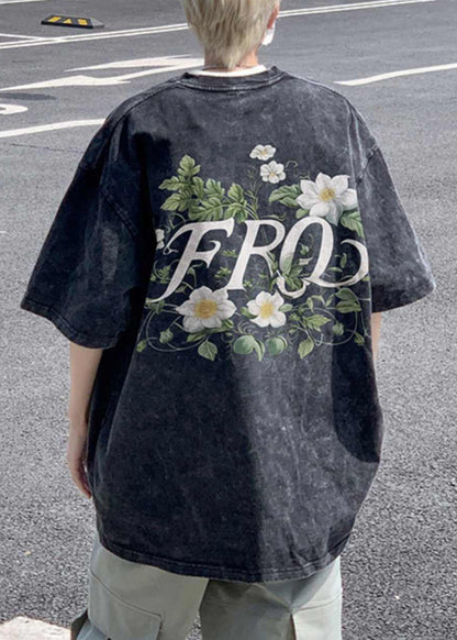 Khaki Cotton Half T Men Cozy Vintage Sleeve Print Shirts FashionChic