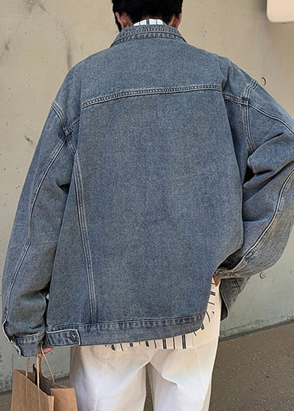 Mens Vintage Yellow Coats Denim Collar Peter Mud Pan Button FashionChic