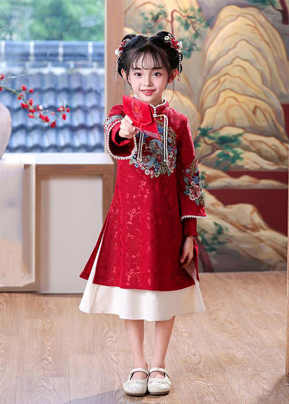 Collar Maxi Spring Side Open Stand Dresses Girls Vintage Mulberry FashionChic