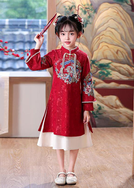 Collar Maxi Spring Side Open Stand Dresses Girls Vintage Mulberry FashionChic