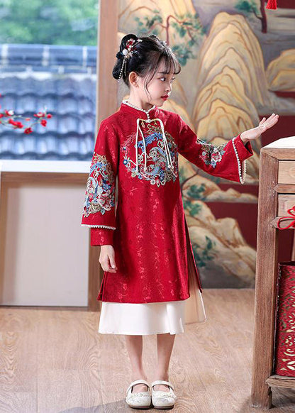 Collar Maxi Spring Side Open Stand Dresses Girls Vintage Mulberry FashionChic
