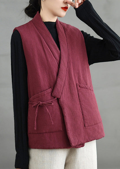 Vintage Mulberry V Neck Pockets Fine Cotton Filled Vest Sleeveless RU042 ABC