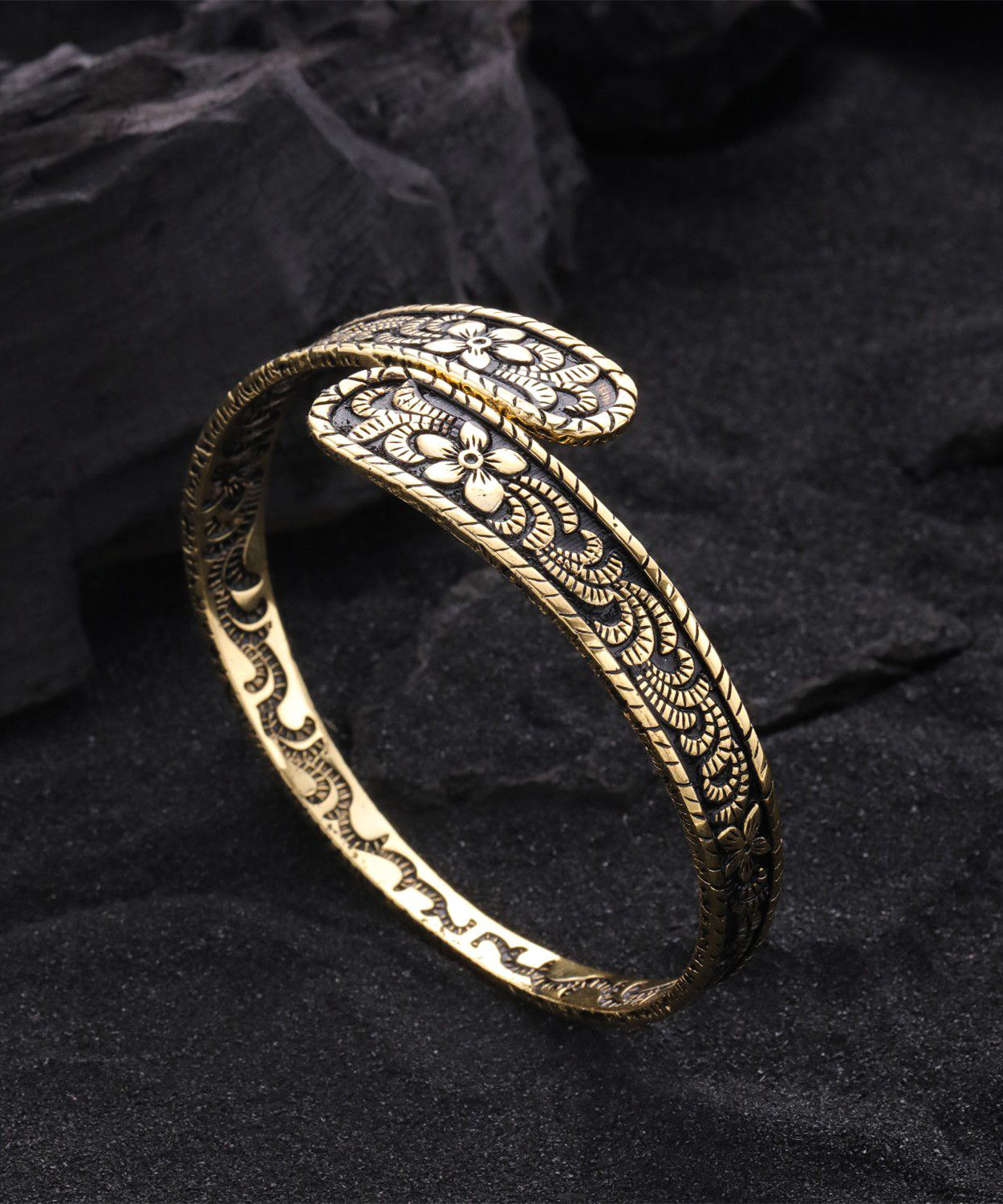 Vintage Old Gold Floral Cuff GH1042 Ada Fashion