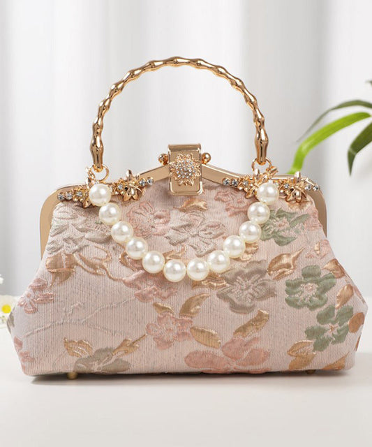 Vintage Embroidered Tote Bag Zircon Pink Bead FashionChic