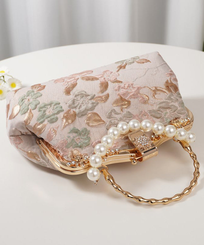 Vintage Embroidered Tote Bag Zircon Pink Bead FashionChic