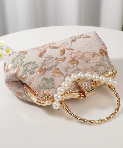 Vintage Embroidered Tote Bag Zircon Pink Bead FashionChic
