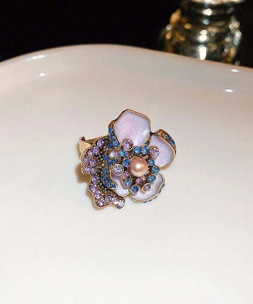 Glaze Pearl Earrings Alloy Drip Vintage Zircon Purple Stud FashionChic