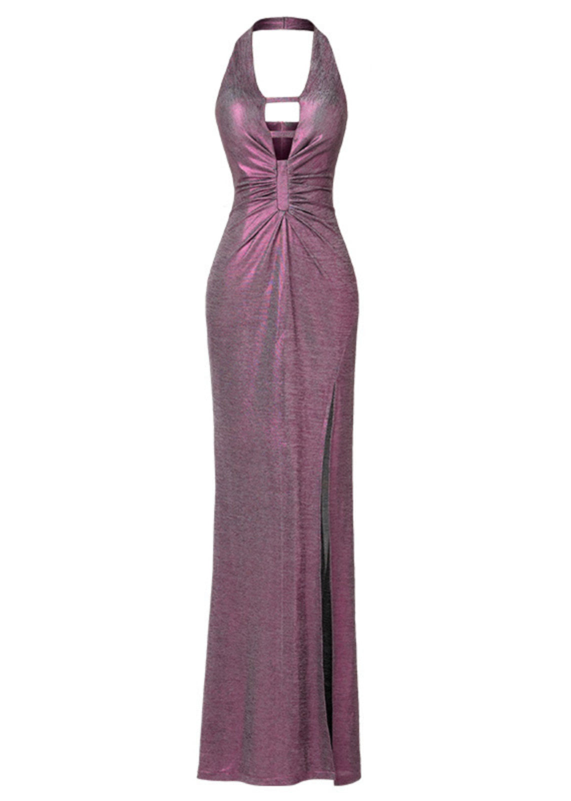 Dress Purple Side Party Open Summer Vintage Halter FashionChic