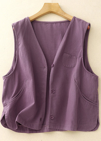 Purple Oversized Vintage Cotton Vest Spring FashionChic