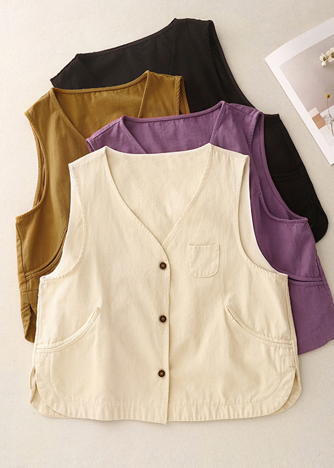 Purple Oversized Vintage Cotton Vest Spring FashionChic