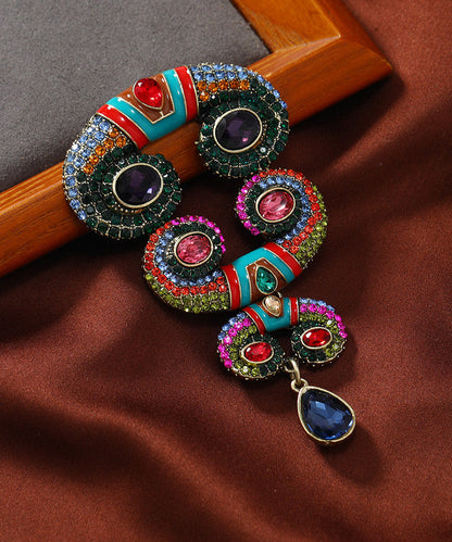 Vintage Rainbow Sterling Silver Overgild Zircon Crystal Horns Brooch YA018 ABC