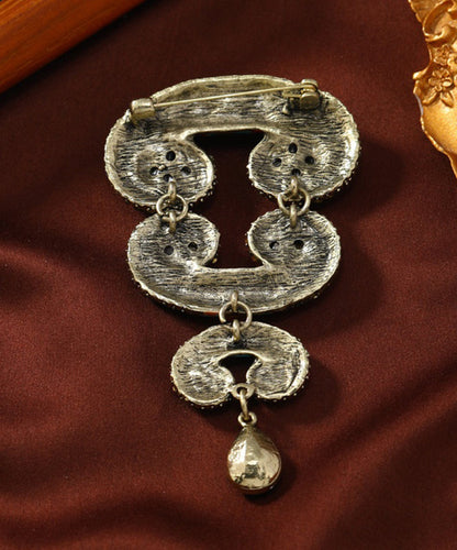 Vintage Rainbow Sterling Silver Overgild Zircon Crystal Horns Brooch YA018 ABC