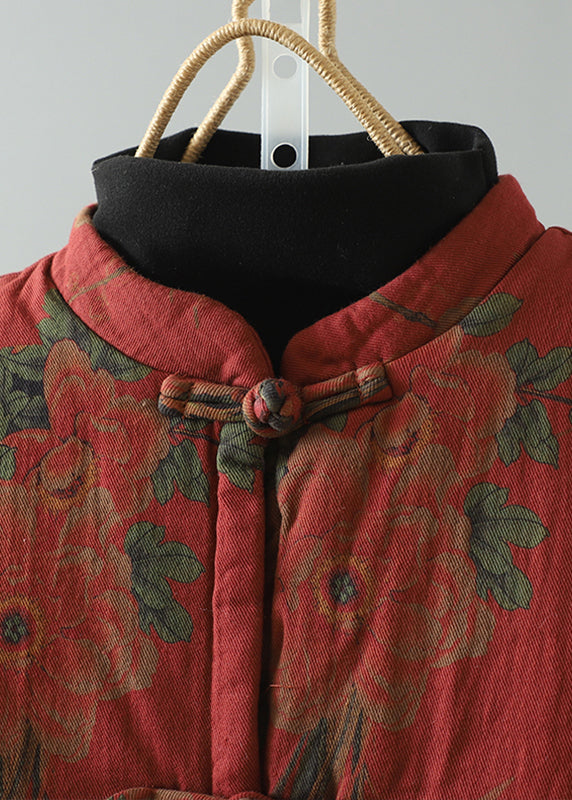 Vintage Red Tassel Print Patchwork Fine Cotton Filled Vest Winter RU045 ABC