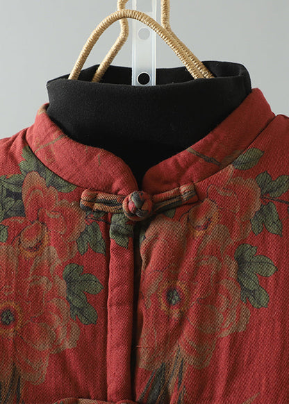 Vintage Red Tassel Print Patchwork Fine Cotton Filled Vest Winter RU045 ABC