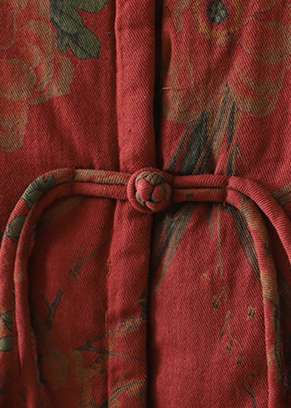 Vintage Red Tassel Print Patchwork Fine Cotton Filled Vest Winter RU045 ABC