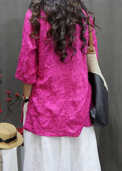 Vintage Rose V Neck Embroidered Side Open Top Spring RX001 ABC