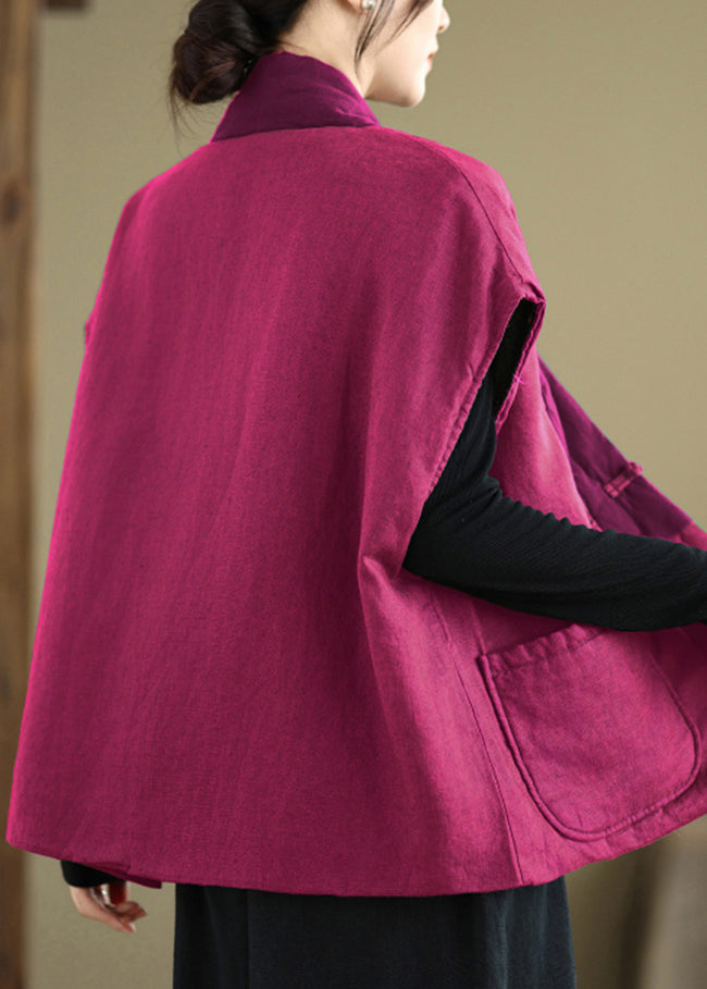 Vintage Rose V Neck Pockets Patchwork Fine Cotton Filled Vest Sleeveless RU013 ABC