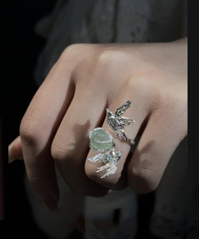 Vintage Silk Copper Gem Stone Little Bird Rings QJ001 JEW-RIN241021