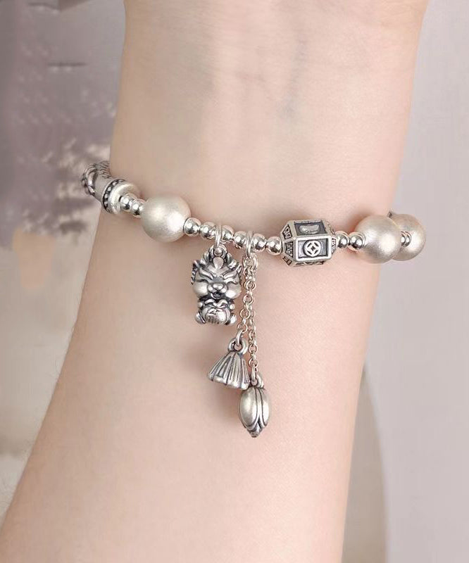 Vintage Silk Sterling Silver Agate Tassel Charm Bracelet DF1033 Ada Fashion