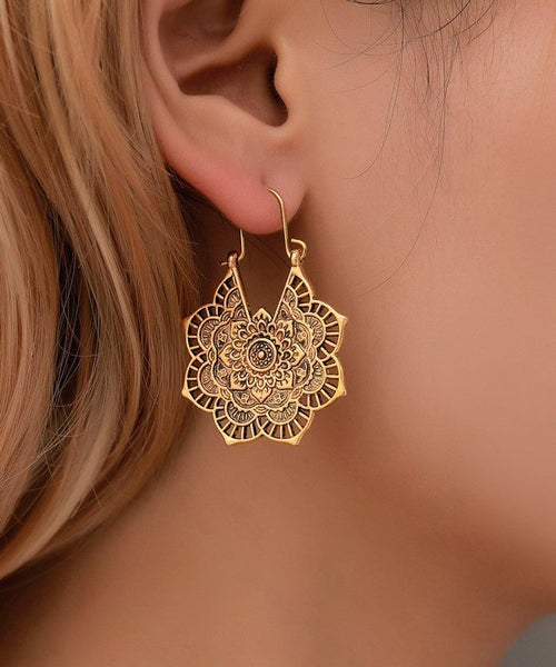 Vintage Sterling Hollow Silver Hoop Metal Out Silk Earrings FashionChic