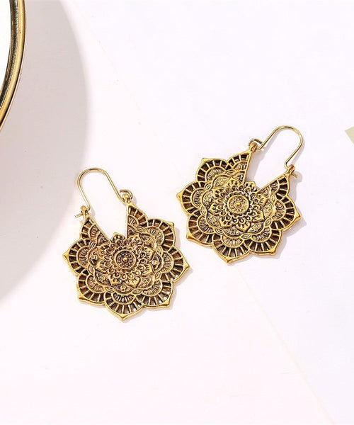 Vintage Sterling Hollow Silver Hoop Metal Out Silk Earrings FashionChic